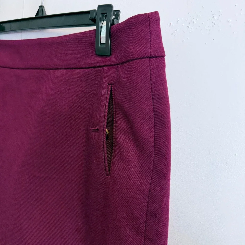 NEW LOFT Women Size 8 Magenta Purple Twill Mini Skirt Gold Button Pockets